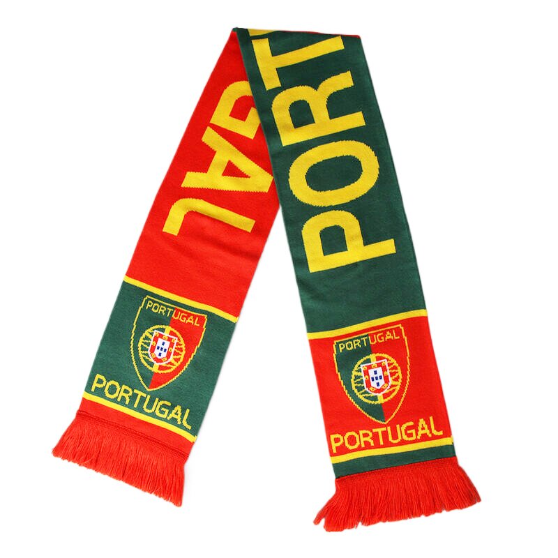 Soccer Club Scarf Manufacturer - Sporty Portugal Acrylic Knit Custom Slogan Double Sided