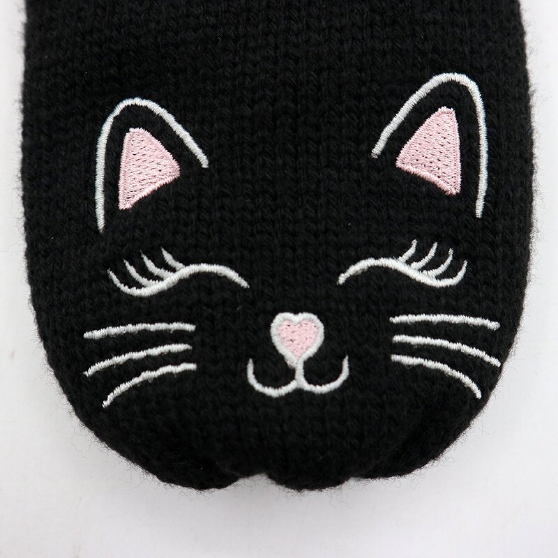 Kids Winter Gloves Manufacturer - Children Lovely Acrylic Knitted Custom Cat Embroidery