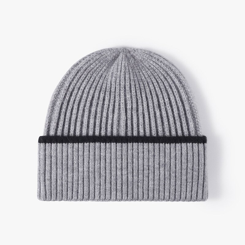 Men's Knitted Hat Manufacturer - Outdoor Color-blocked Rib Autumn Winter Warm Thick