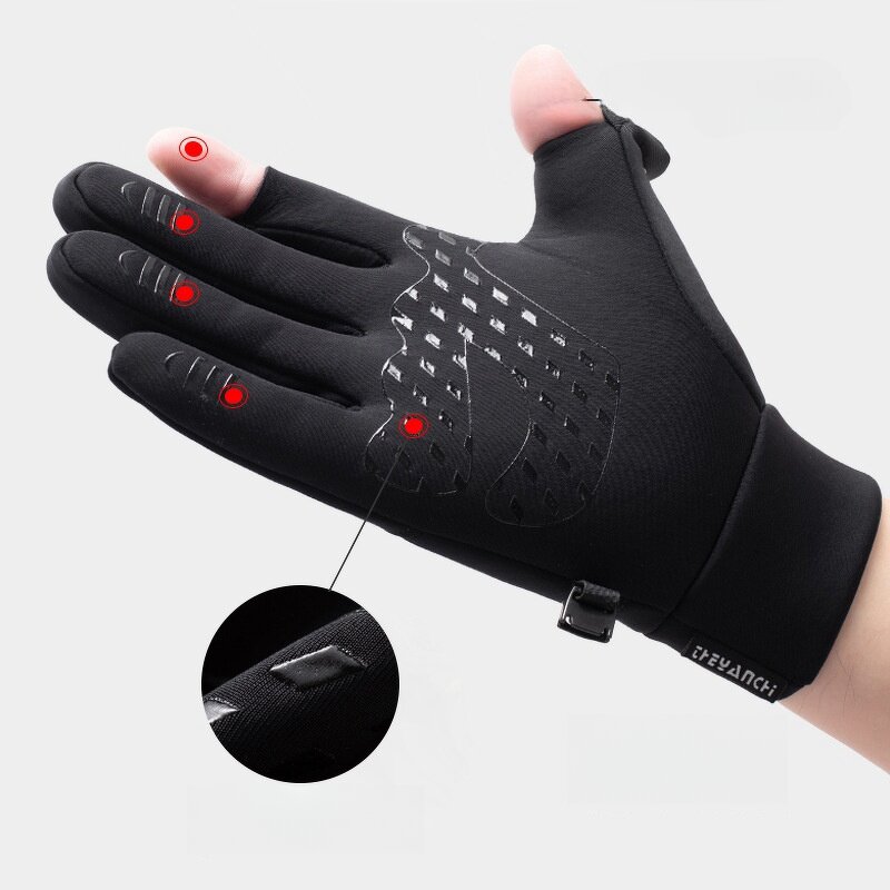 Winter Cycling Gloves Supplier - Custom Warm Two Fingers Touch Screen Windproof Waterproof