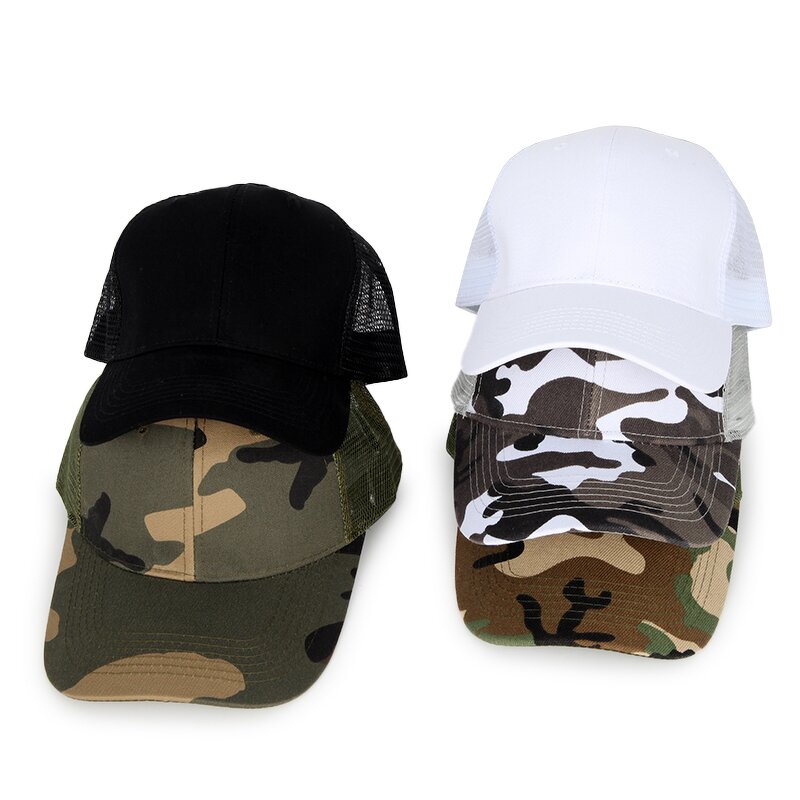 Camo Trucker Cap Factory - Custom Pre-Curved Brim Cotton Snapback Stylish 5-Panel