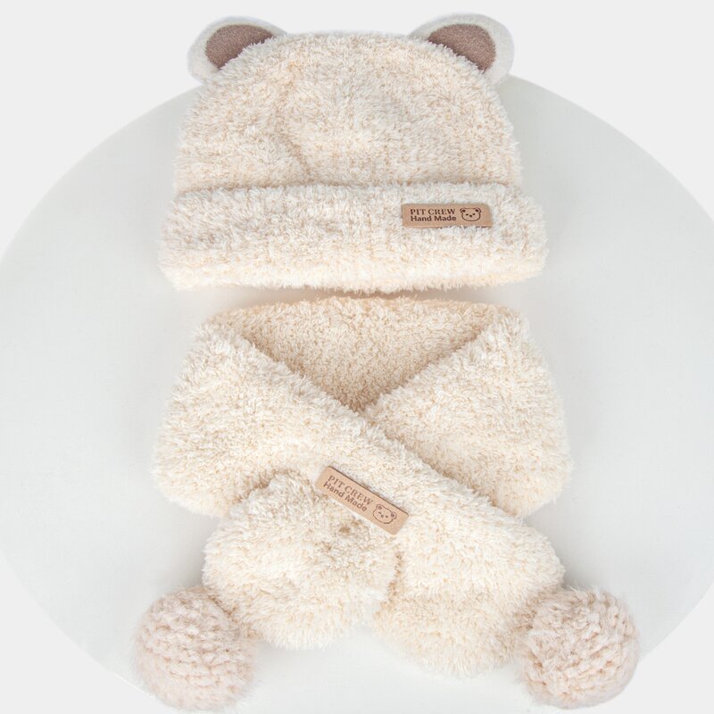 Jacquard Kids' Hat Set Supplier - Customized Design Long Solid Skull Cute Bear Ear