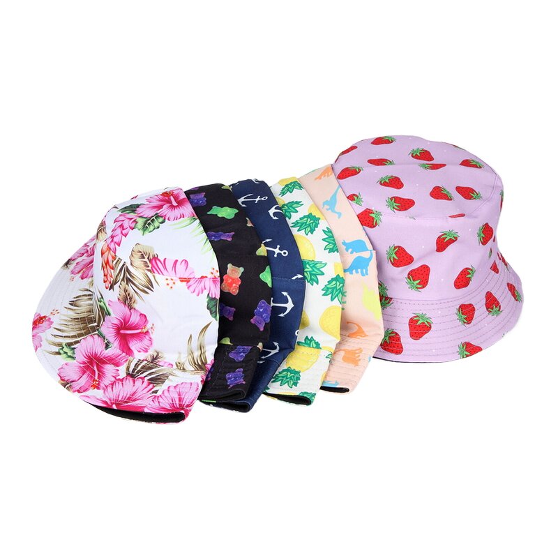 Casual Bucket Hat Manufacturer - Unisex Summer Customized Floral Logo Fruit Daily