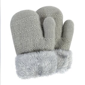 Baby Winter Gloves Factory - Sewingman Sweet Ski Gloves Knitted Mittens With Furry Cuff