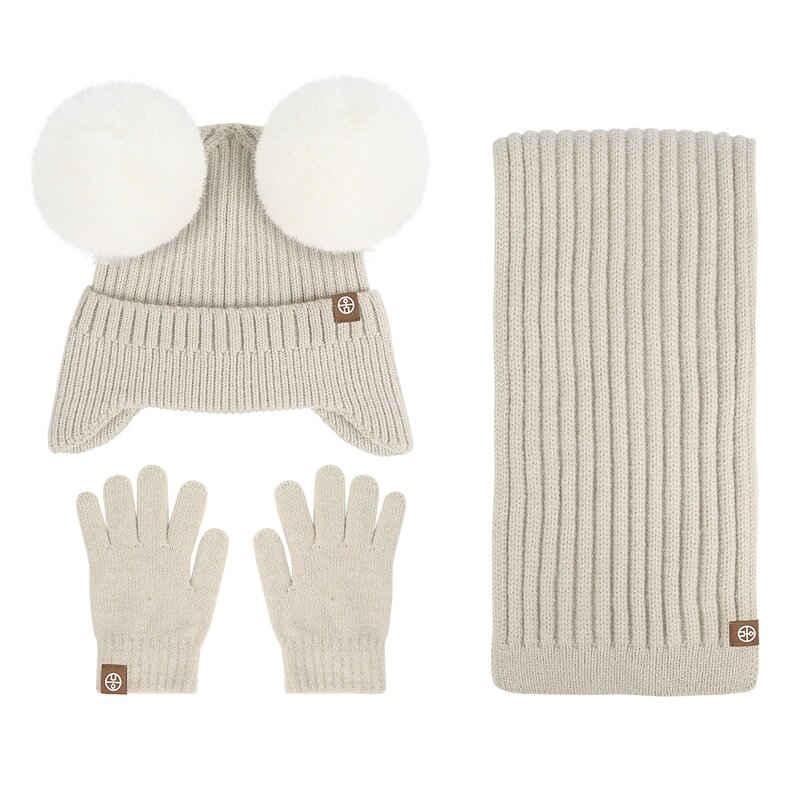 Kids Winter Set Manufacturer - Wholesale Beanie Hat With Pompom Earflap Scarf Gloves