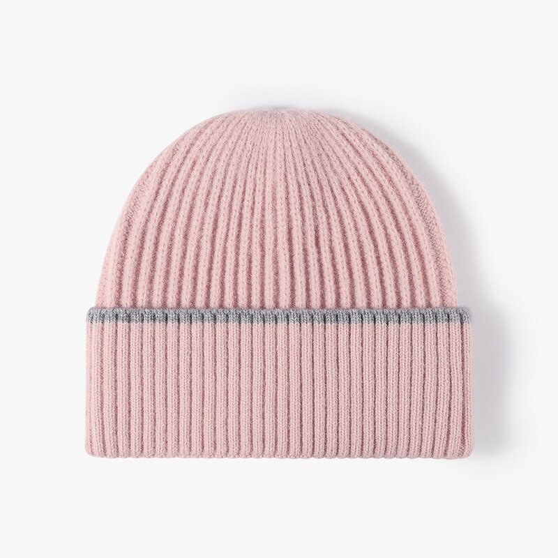 Men's Knitted Hat Manufacturer - Outdoor Color-blocked Rib Autumn Winter Warm Thick