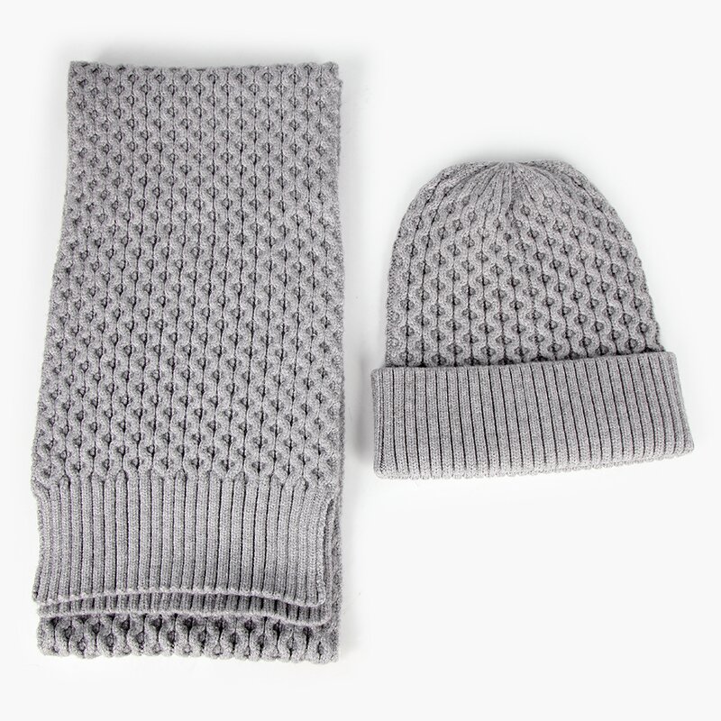 Knitted Child Hat Set Manufacturer - Jacquard Warm Cuffed Hat Scarf Soft Cozy