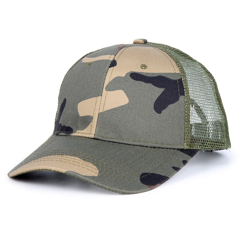 Camo Trucker Cap Factory - Custom Pre-Curved Brim Cotton Snapback Stylish 5-Panel