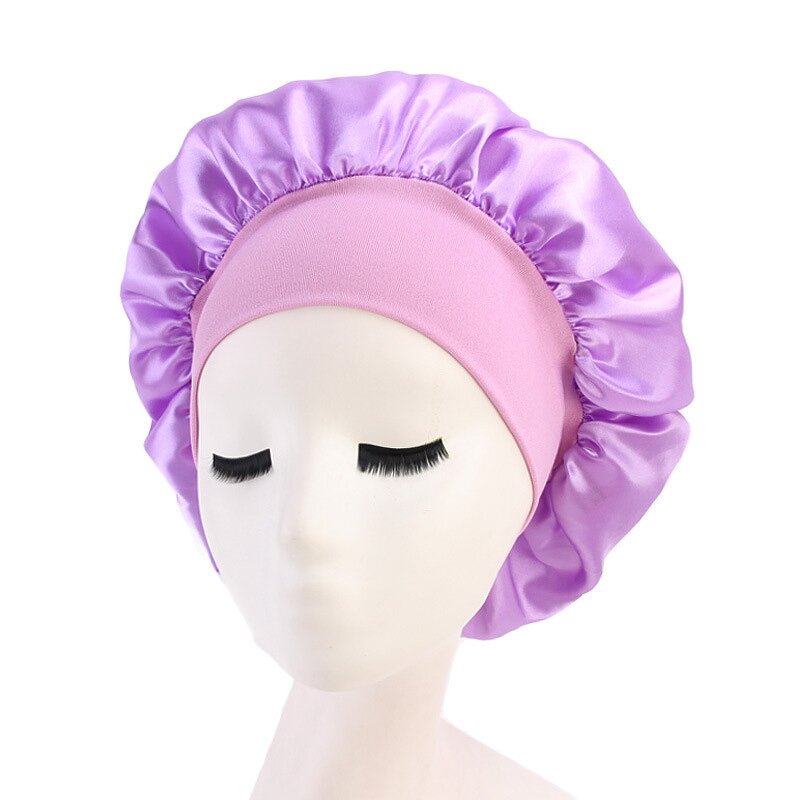 Sleep Bonnets Supplier - Wholesale Large Wide Soft Band Satin Cap for Curly Hair