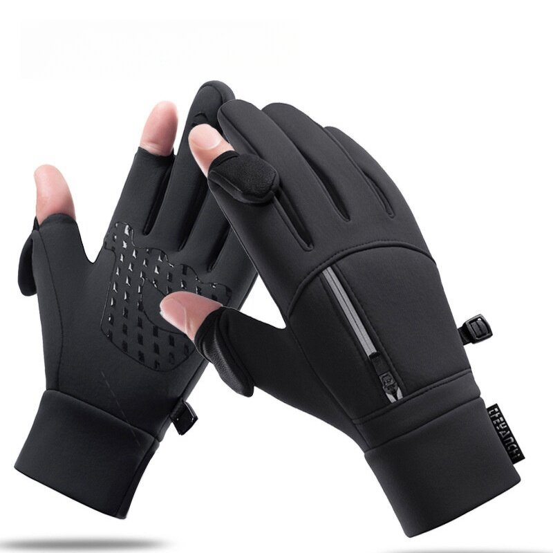 Winter Cycling Gloves Supplier - Custom Warm Two Fingers Touch Screen Windproof Waterproof