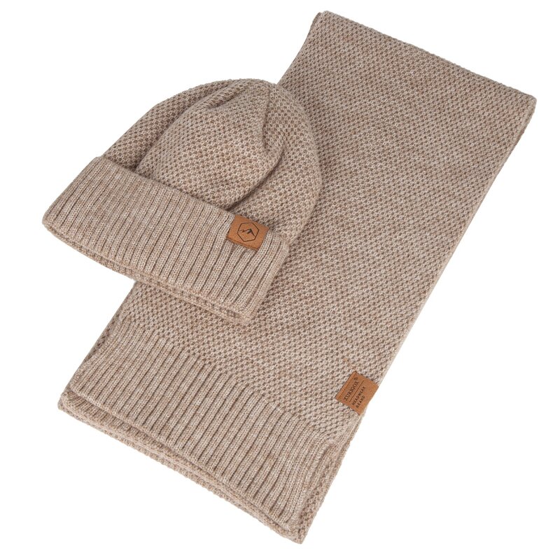Winter Beanie Set Manufacturer - Wholesale Custom Warm With Fleece Lining Scarf Set