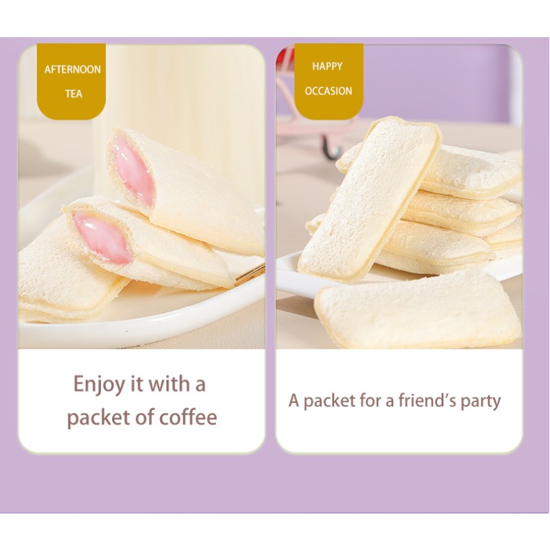Strawberry Flavor White Bread Toast Soft Sweet Breakfast Snacks Bread with Creamy Fillings Individually Packaged Toast
