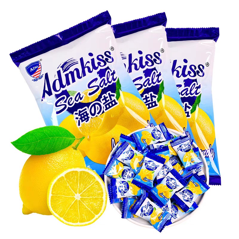Internet Celebrity Sea Salt Lemon Flavored Hard Candy Individually Packaged in Bags Halal Sweet Salty Fruit Flavor Sweets
