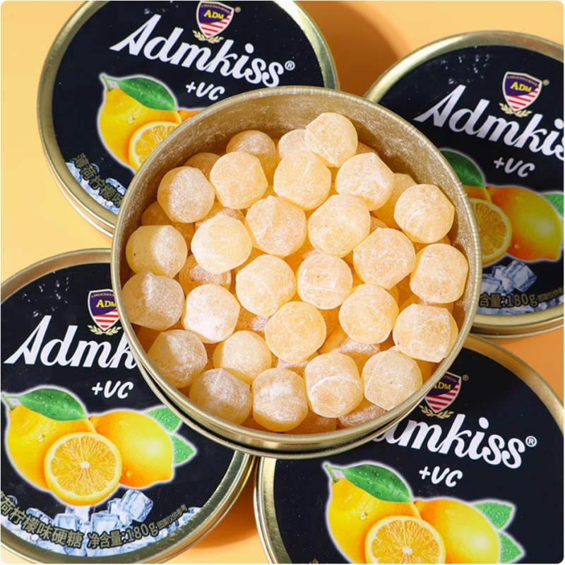 Mint Lemon Flavored Hard Candy GMP Certified VC Mint Candy Refreshing Snack Malaysian Fruity Sweets Halal Tin Can Hard Candy