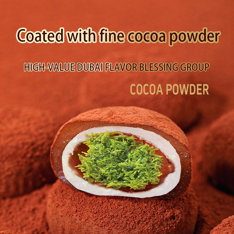 Dubai Style Shen Qiao FuTuan Pistachio Jam Stuffed Glutinous Rice Balls Mochi Cake Chocolate Flavor Snow Mei Niang