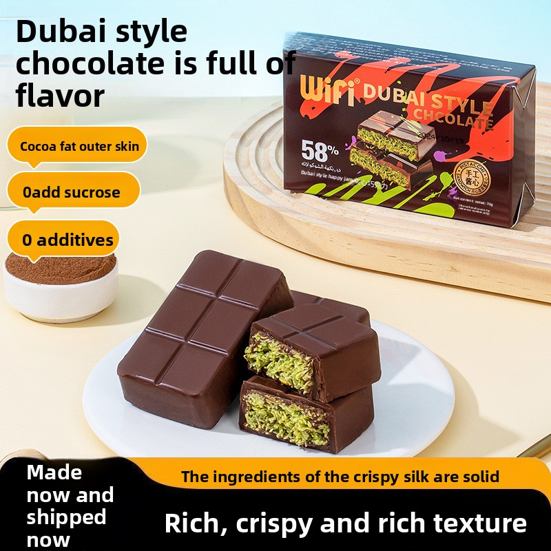 Chocolate Manufacturer Customized Handmade Vegetarian Kataifi Pistachio Paste Dubai Flavour Palmin Chocolate Exotic Halal Snacks