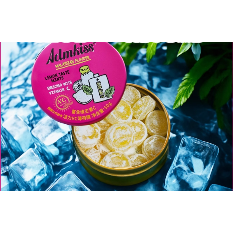 Malaysia High-End VC Mint Candy Portable Tin Can Ball  Snack Fruity Lemon Flavored Mint Halal Refreshing Vitamin Hard Sweet