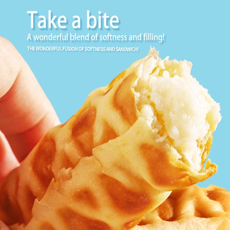 Wholesale Waffle bar 300g Heart-filling Tear Waffle bar Sandwich Nutritious Breakfast Pastry Casual Snacks Waffles Roll