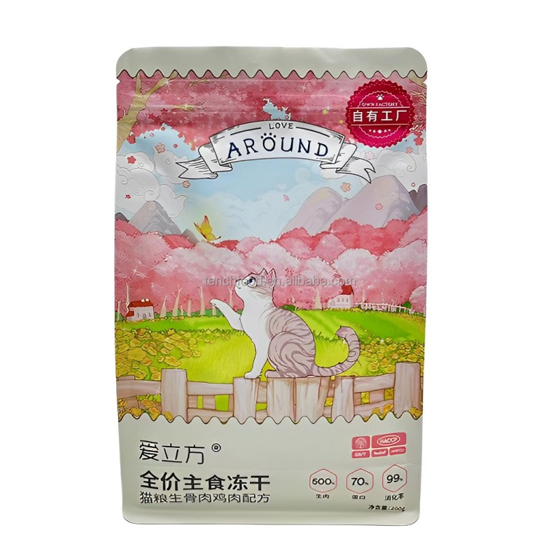 Custom Mylar Stand-Up Pet Food Packaging Bags Matt Finish Zipper PE Dog Snacks Packaging Pouches Gravure Printing