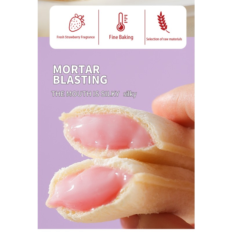 Strawberry Flavor White Bread Toast Soft Sweet Breakfast Snacks Bread with Creamy Fillings Individually Packaged Toast