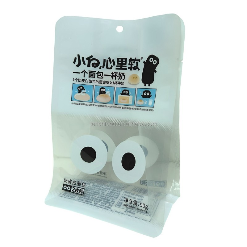 Food Grade Flat Bottom Bag for French Bread Bun Custom Bakery Toastie Bread Packaging Bag with Window