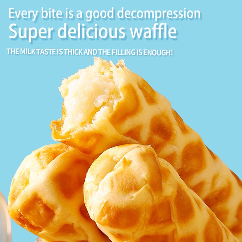 Wholesale Waffle bar 300g Heart-filling Tear Waffle bar Sandwich Nutritious Breakfast Pastry Casual Snacks Waffles Roll