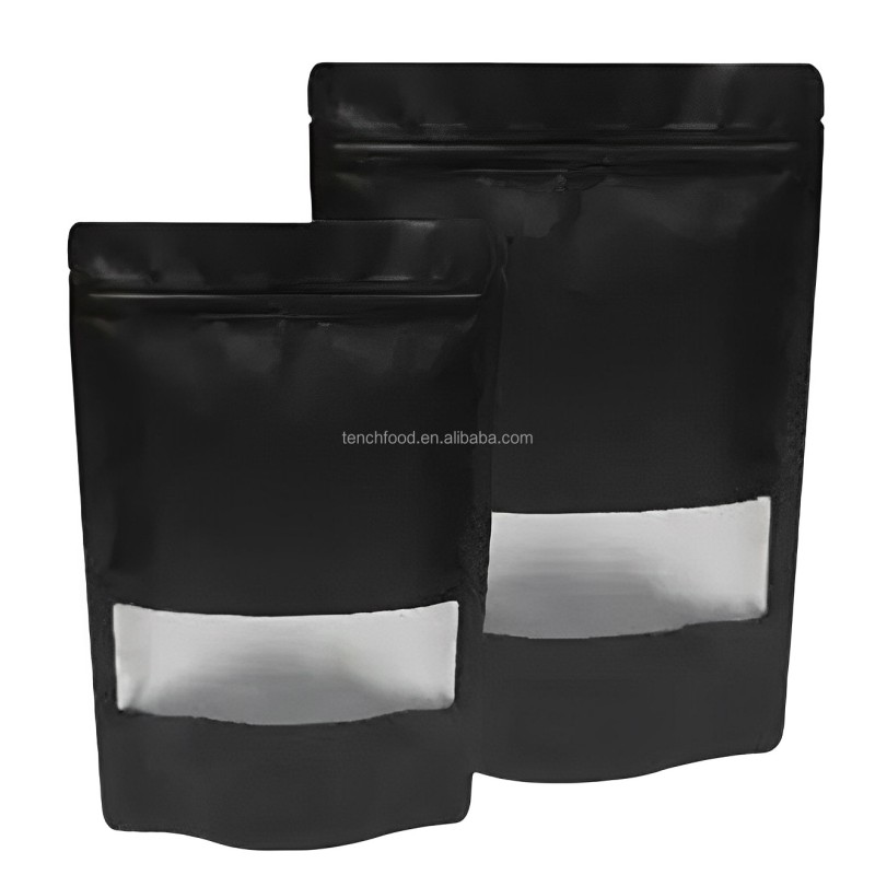 Brown Kraft Resealable Bag Flat Bottom Customized Pouch Packing Cheap Coffee Food Bag with Window