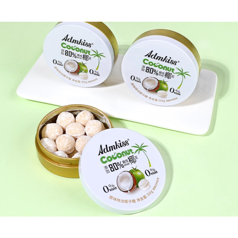 Original Coconut Flavored Hard Candy in Rich Fragrance Internet Famous Snack with Popular Tin Can Packaging Refined Coconut Pulp