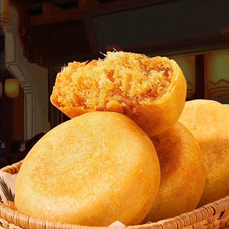 Traditional Chinese Sweet Shortbread Cake Pie Eco-Dried Meat Floss Sugar Halal Certified Box Bulk Bag Leisure Snack Cookie