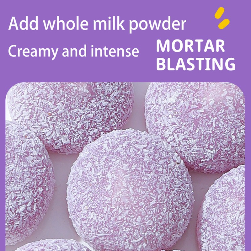 Taro Flavor Sheng Qiao FuTuan Salad Dressing Filling Glutinous Rice Balls with Crushed Coconut Cover Mochi Puff Snacks