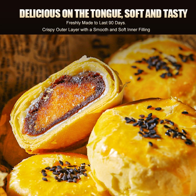 Sweet Egg Yolk Puff Chinese Traditional Red Bean Egg Yolk Stuffed Pastry  Healthy Snacks Egg Yolk Crisp Pie Puff