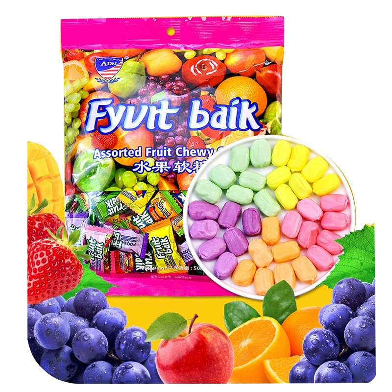 Premium Fruit Gummy Strawberry Grape Mixed Fruits Natural Flavors Soft Jelly  Candy with Real Juice