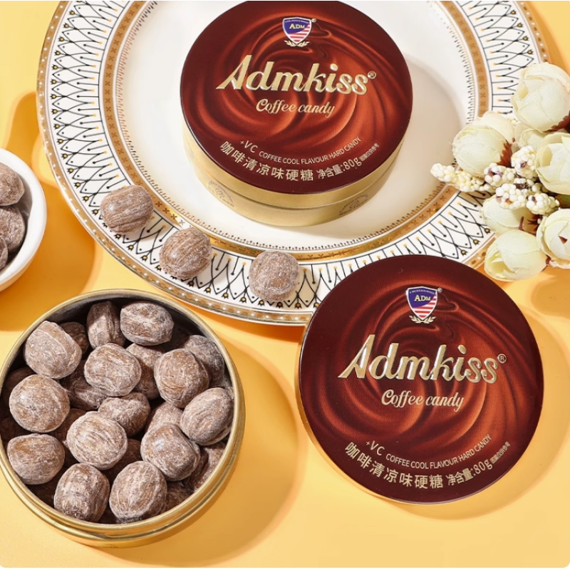 Coffee Flavored Hard Candy with Mint Taste Refreshing Snacks for Office Tin Can Cool Coffee Sweets Canned VC Mint Coffee Candy