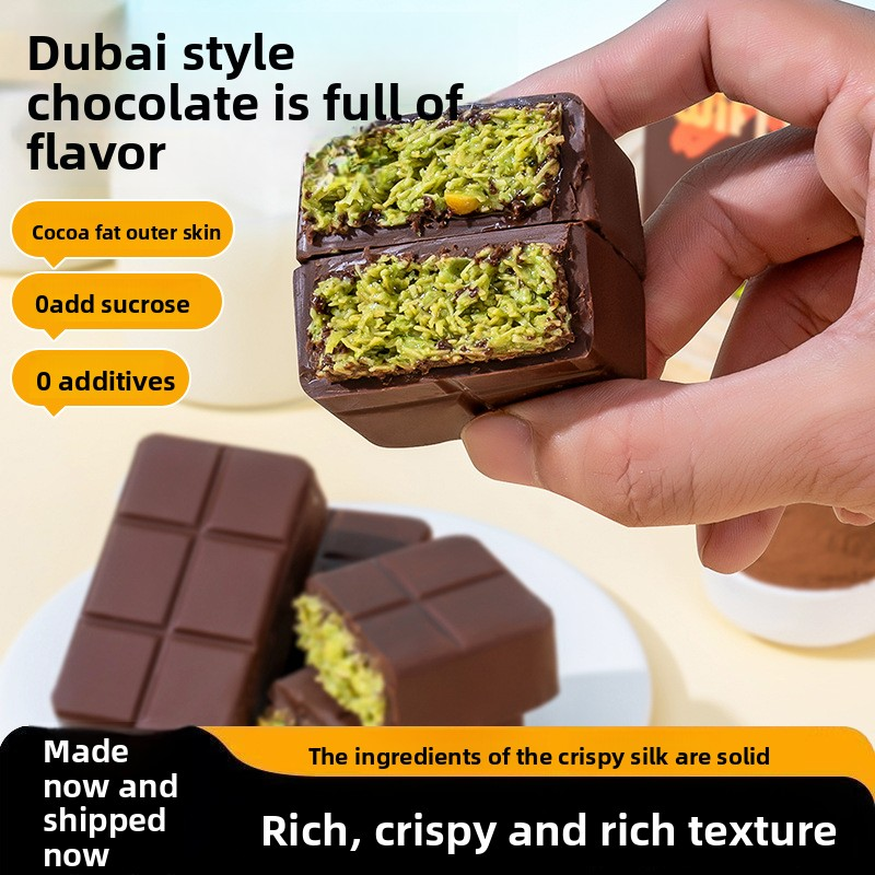 Chocolate Manufacturer Customized Handmade Vegetarian Kataifi Pistachio Paste Dubai Flavour Palmin Chocolate Exotic Halal Snacks