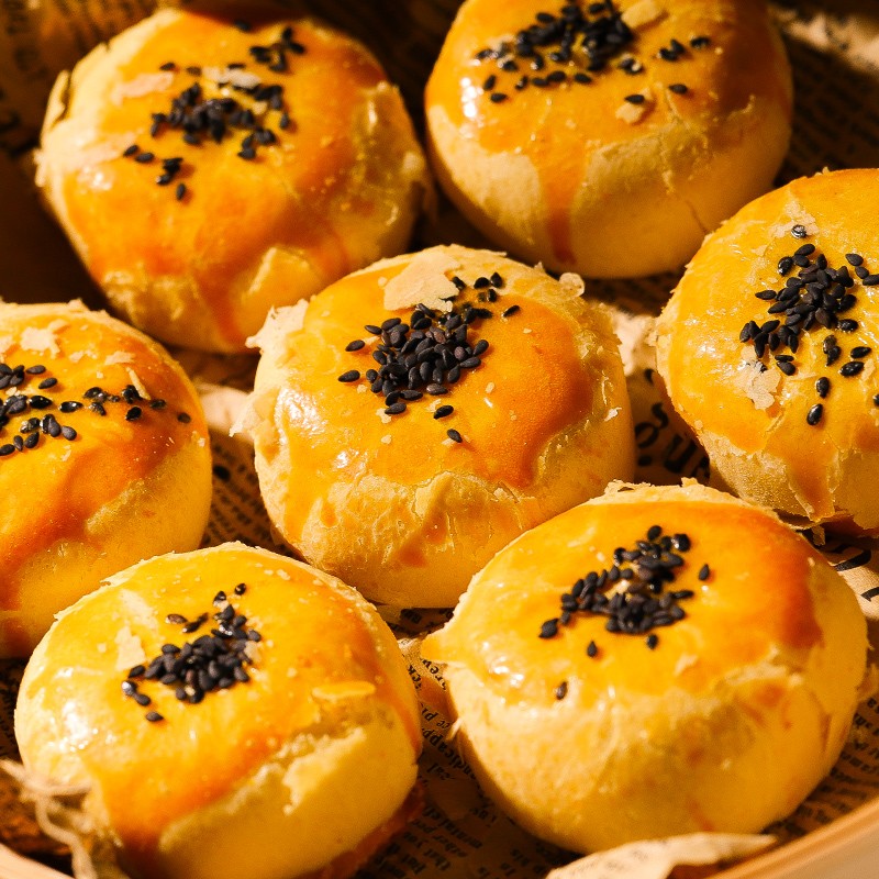 Sweet Egg Yolk Puff Chinese Traditional Red Bean Egg Yolk Stuffed Pastry  Healthy Snacks Egg Yolk Crisp Pie Puff