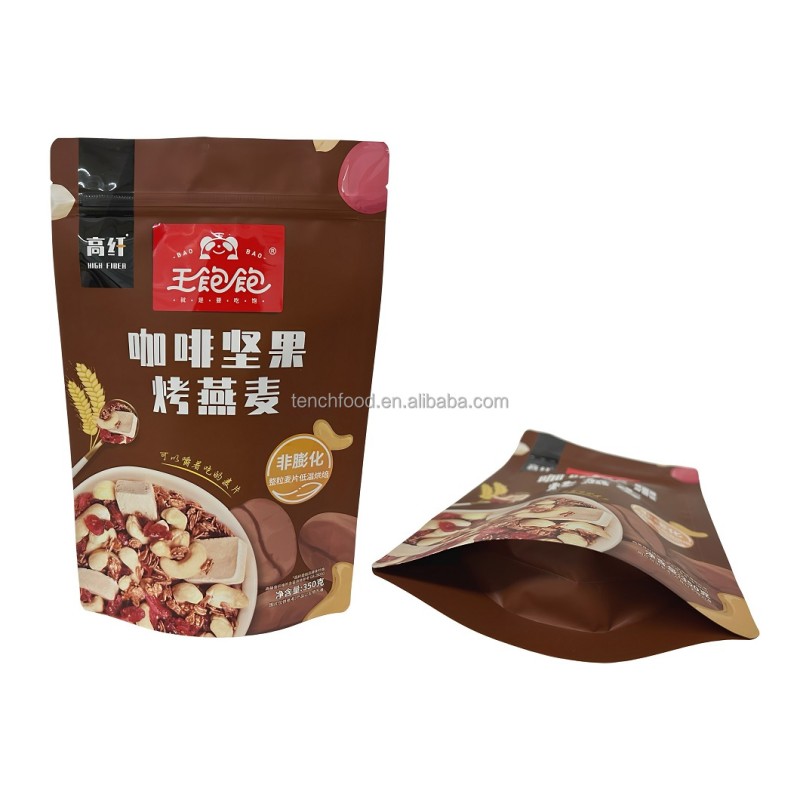 Reclosable Print Matt Finished Zipper Lock Stand up Tea Pouch Black Food Packaging Coffee Bean Packaging Pouch