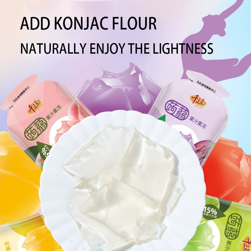 0-Fat Konjac Fruity Juice Jelly Mango Flavored Fruit Jello Snacks Bag Packaging Assorted Halal Certified for Children Office Use