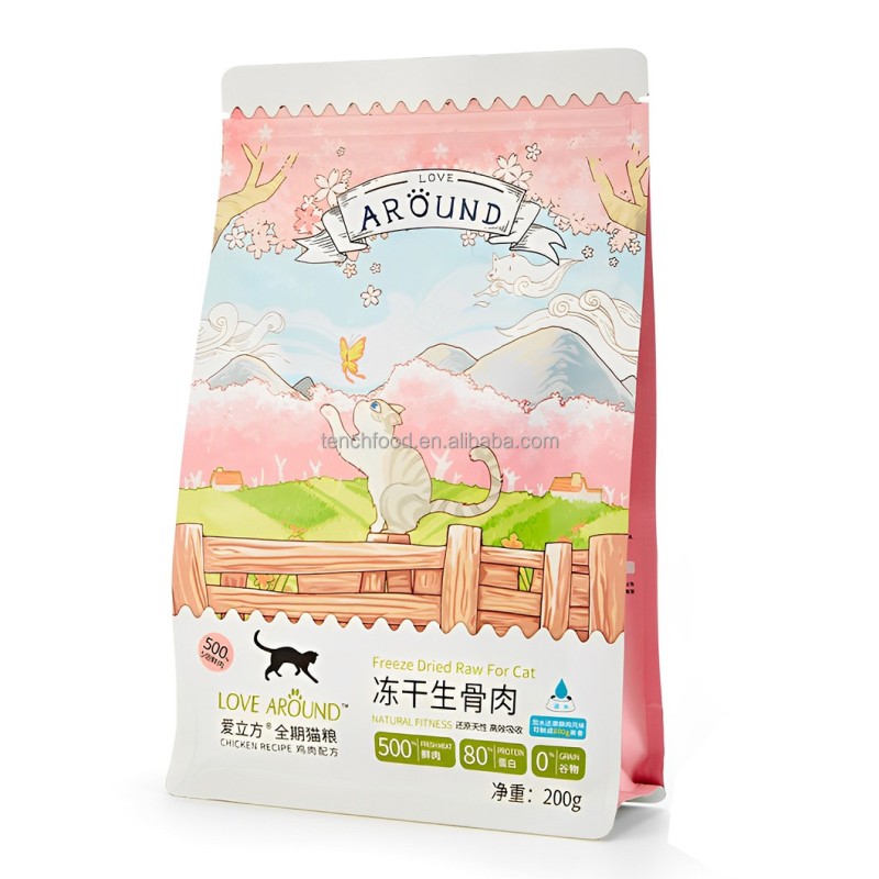 Custom Mylar Stand-Up Pet Food Packaging Bags Matt Finish Zipper PE Dog Snacks Packaging Pouches Gravure Printing