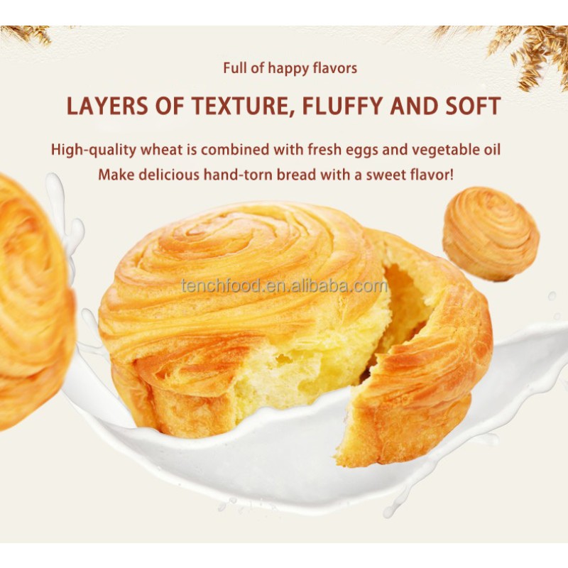 2500g Hot Selling  Bulk Boxed Soft and Sweet Hand Torn  Thousands of Layers Wheat Bread Cream Butter Flavor for Breakfast Snacks
