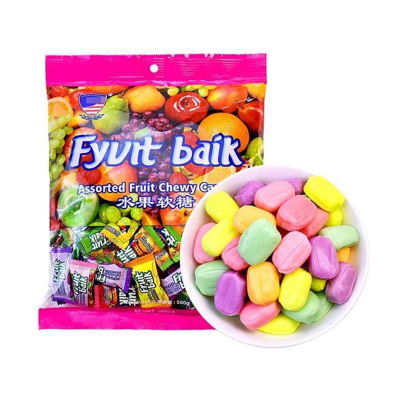 Factory OEM Halal Mango Flavored Soft Candies Tropical Assorted Fruit Mix  Chewy Candy