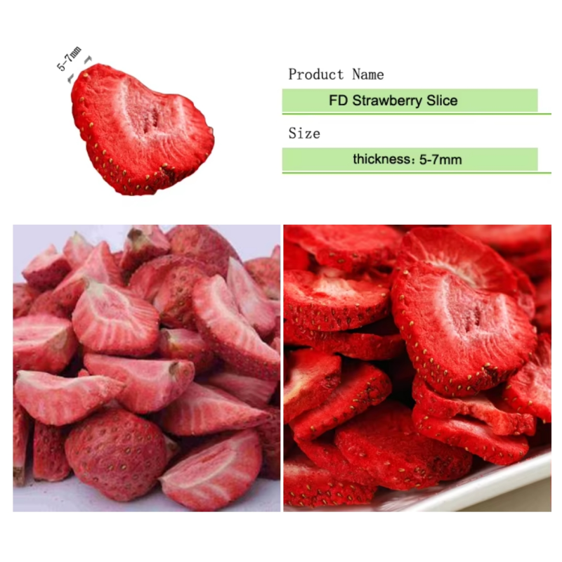 Organic Freeze Dried Strawberries FD Sliced Fruit Snacks Manufacturer's Supply Natural Vacuum Pack Bulk Dehydrated Strawberry