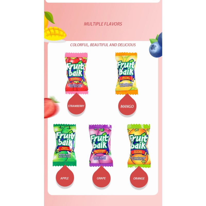 Malaysian Style Fruit Gummy Wedding New Year's Candies Bulk Box Packaging Halal Certified Fruit Jelly Assorted Fruit Chewy Candy