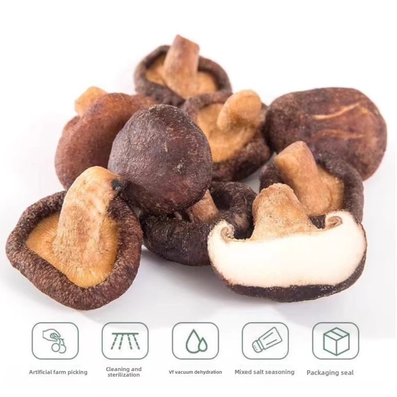 Ready-to-Eat Black Truffle Mushroom Crisps VF Dried Vegetables Snacks Vacuum Fried Shiitake Crispy Vegetables and Fruit