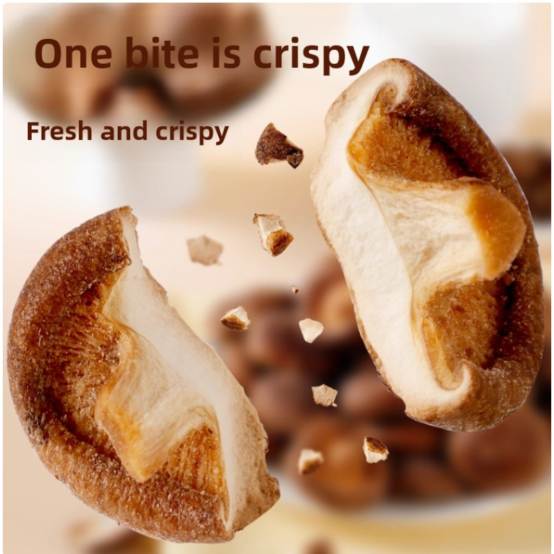 Ready-to-Eat Black Truffle Mushroom Crisps VF Dried Vegetables Snacks Vacuum Fried Shiitake Crispy Vegetables and Fruit