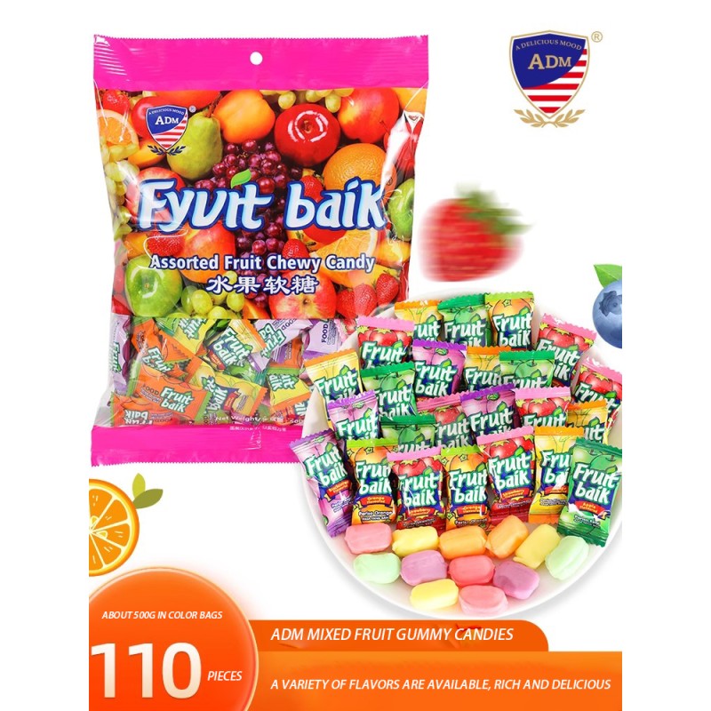 Malaysian Style Fruit Gummy Wedding New Year's Candies Bulk Box Packaging Halal Certified Fruit Jelly Assorted Fruit Chewy Candy
