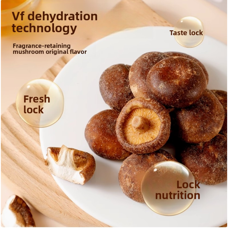 Ready-to-Eat Black Truffle Mushroom Crisps VF Dried Vegetables Snacks Vacuum Fried Shiitake Crispy Vegetables and Fruit