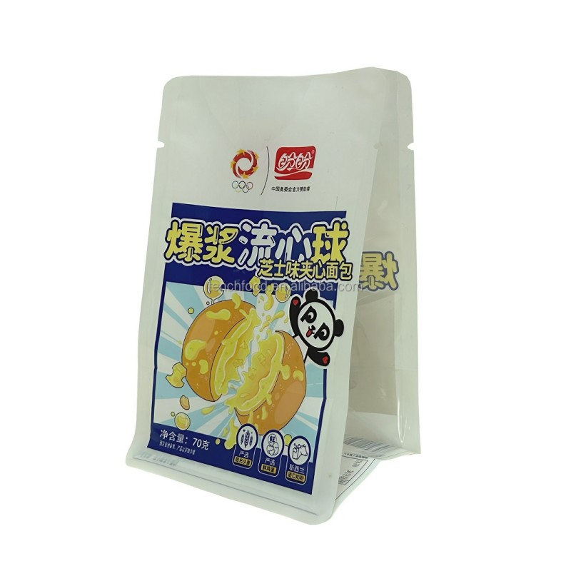 Food Grade Flat Bottom Bag for French Bread Bun Custom Bakery Toastie Bread Packaging Bag with Window