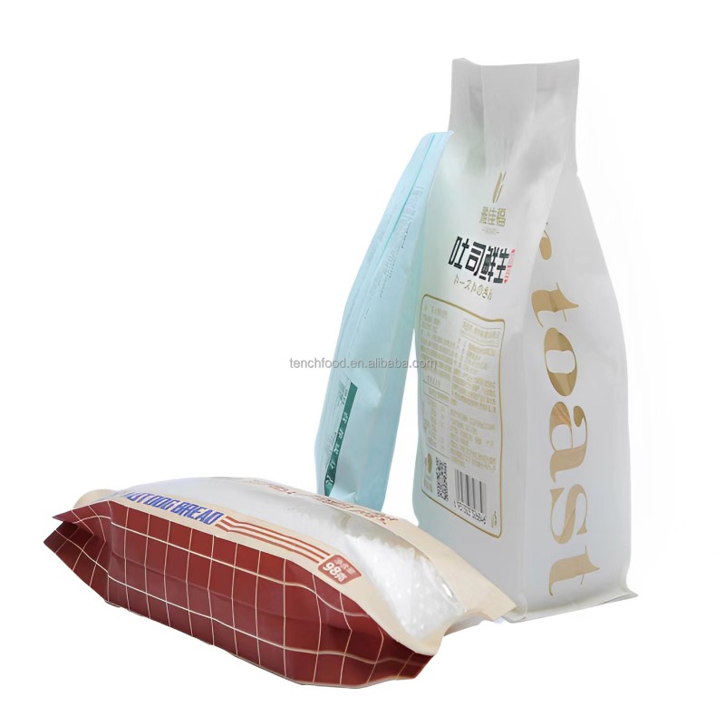 Food Grade Printed Plastic French Baking Bread Packaging Bags Back Sealed Toast Bag Window for Bakery
