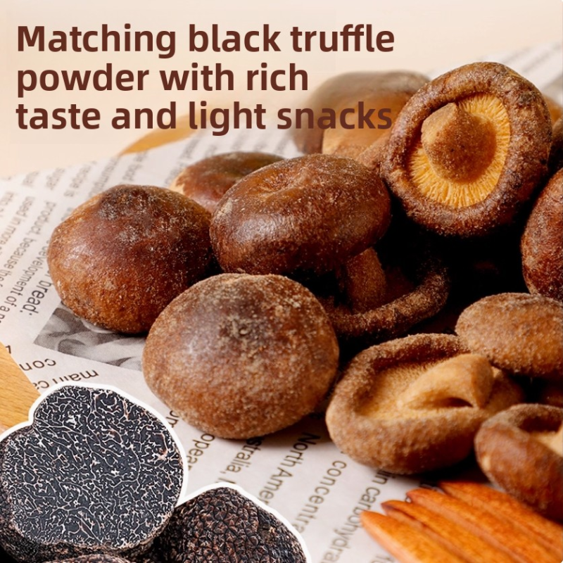 Ready-to-Eat Black Truffle Mushroom Crisps VF Dried Vegetables Snacks Vacuum Fried Shiitake Crispy Vegetables and Fruit