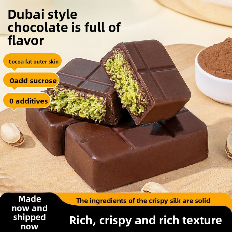 Chocolate Manufacturer Customized Handmade Vegetarian Kataifi Pistachio Paste Dubai Flavour Palmin Chocolate Exotic Halal Snacks